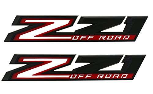 Image of 2pack New Big Z71 Off Road Emblems Side Decals 3D Badges Compatible with fits 2019-2025 Silverado Offroad Parts 84632695 (Black Red)