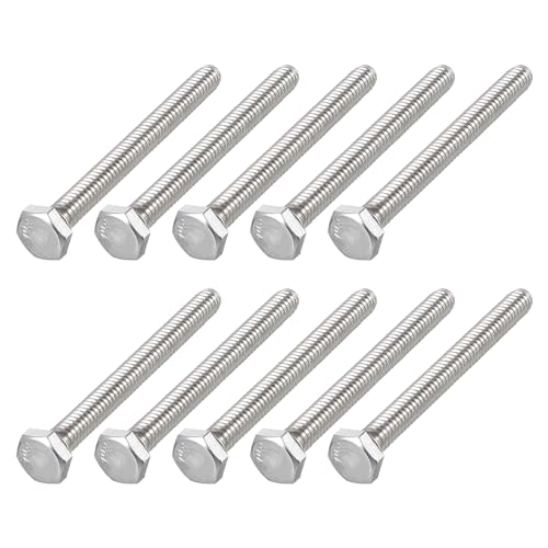 Image of METALLIXITY Hex Head Bolts (1 /4-20 x 2-1 /2 inch) 12Pcs, 304 Stainless Steel 18-8, Fully Threaded, External Hex Drive, Plain Finish, Hex Head Screw Bolt, Silver