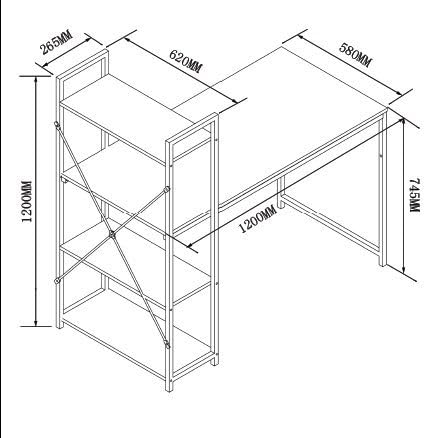 CherryTree Furniture 4-Tier Shelves Computer Desk Home Office Study Desktop Laptop Table Computer Workstation (Natural)
