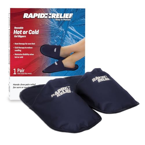 Rapid Relief Hot and Cold Therapy Slippers for Swollen and Painful Feet - Fast and Effective Relief for pain associated with Neuropathy, Chemotherapy, Diabetes, and for Swollen Feet Relief