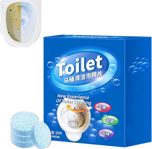 Pastiglie detergenti per WC con candeggina automatica, deodorante e decalcificante a rilascio lento, potente detergente per serbatoio del bagno, rimuove e previene le macchie (1)