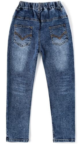 KIDSCOOL SPACE Girls Slim Fit Pull On Jeans,Ribbed Waistband Stretch Denim Pants2
