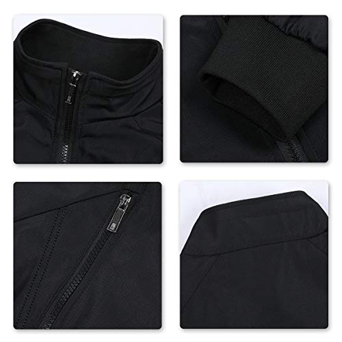 Allthemen Blouson Homme Léger Veste Militaire Chaud Jacket Casual Hiver Printemps Automne Aviateur Col Montant Noir 3XL - Image 7