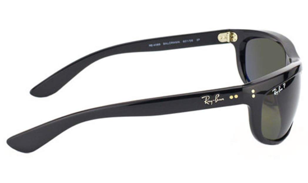Ray-Ban Balorama RB4089 - 601/58 Polarizzati Occhiali da Sole Uomo Classici con Lenti Verdi 62 mm, 62 mm, Nero