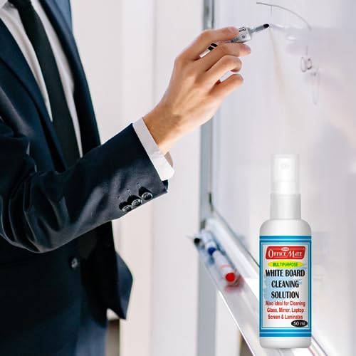 Image of Soni Officemate Whiteboard Marker Kit (Black) | 500ml Ink + Marker + Duster + 50ml Cleaning Solution + 5 Nibs | Bold, Quick-Dry Ink | for School, Office & Home