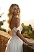 SyZRxyLe Bohemian Lace Appliques Wedding Dresses Long for Women Bride V-Neck Off Shoulder Open Back Bridal Gown with Sweep Train White Us12