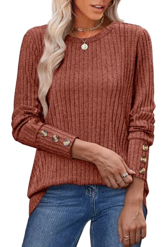 Womens Tops for Teachers Early Fall Fashion Long Sleeve Shirts Oversized Sweaters Plus Size Winter Clothes Tunics for Leggings Fashion Clothing Caramel 3XL