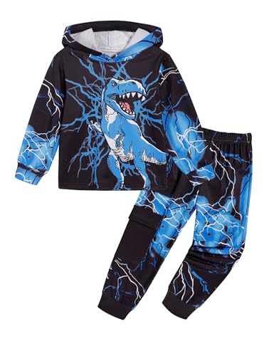 Image of Toddler Boy Fall and Winter Clothes Long Trousers + Hooded Sweatershirts Dinosaur Suit Two-piece Set
