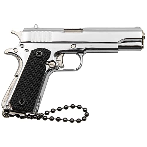 Zhongren Mini 1911 Key Chain Gun Model Shape Cannot Shooting Keyring Key Rings Pendant Ornament KeyChains for 14+ Men Amyfans (Silver) - Image 2