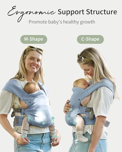 Image of GROWNSY Newborn Carrier, Ergonomic, Cozy Baby Carrier, Oxford Blue