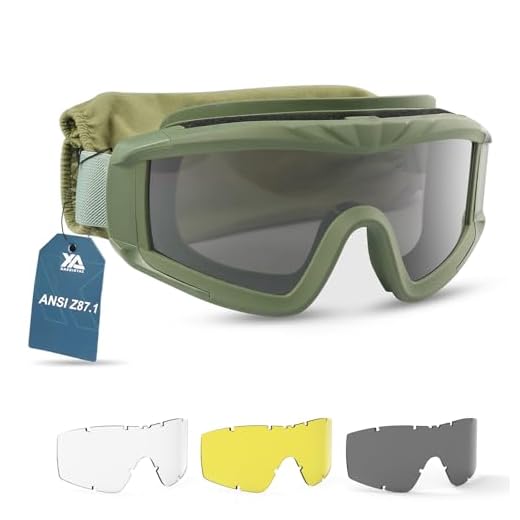 XAegis Airsoft Goggles, Tactical Safety Goggles Anti Fog Military Eyewear with 3 Interchangeable Lens for Paintball Riding Shooting Hunting Cycling - Green