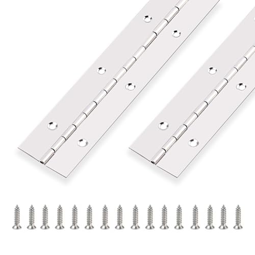 2PCS Piano Hinge 12 Inch x 1.5 Inch Stainless Steel Continuous & Piano Hinge Heavy Duty Piano Hinges, 0.04