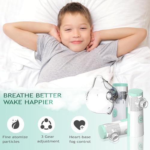 Image of Umite Chef Portable Mesh Nebulizer Machine for Adults & Kids | Rechargeable Handheld Steam Inhaler | Silent Mini Nebulizer for Asthma, Cough, Breathing Therapy | USB Powered - Light Green