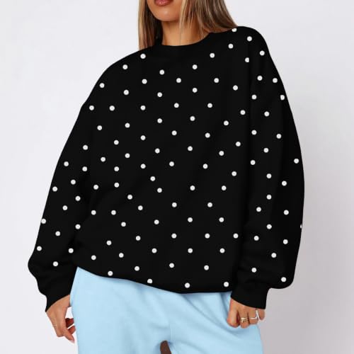 Womens Oversized Sweatshirt Crewneck Polka Dots Long Sleeve Pullover 2026 - image 6