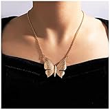 Sttiafay Boho Exaggerated Butterfly Necklace Gold Butterfly Pendant Necklace Large Butterfly Choker Necklace Vintage Butterfly Statement Necklace Jewelry for Women and Girls Gifts