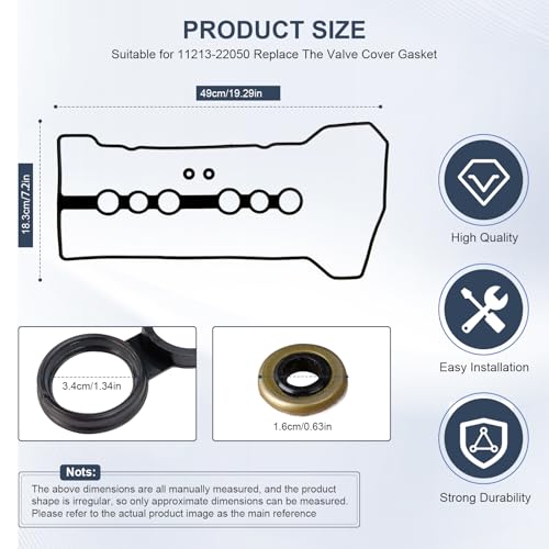 Image of VS50542R 11213-22050 11213-0D030 11213-0D040 Gasket Set Cylinder Head Cover for Toyota Corolla