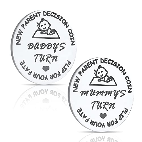 Moneda de Decisión para Nuevos Padres, Doble Cara Decision Coin Moneda para Tomar Decisiones para Mamá y Papá Regalo para Nuevos Padres, Nacimiento, Baby Shower