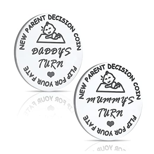 Moneda de Decisión para Nuevos Padres, Doble Cara Decision Coin Moneda para Tomar Decisiones para Mamá y Papá Regalo para Nuevos Padres, Nacimiento, Baby Shower