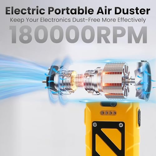 Image of 180000RPM Cordless Air Blower, Portable Electric Duster for Car with Seat Belt Cutter and Emergency car Glass Breaker,