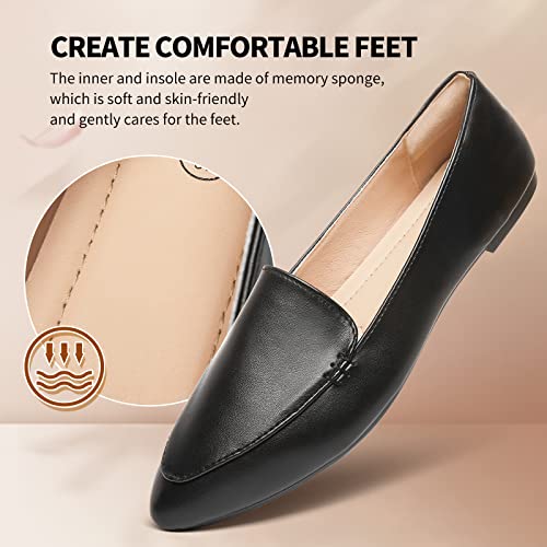 Image of FINIWOR Loafers for Women Flats Shoes Women Pointed Toe Dress Shoes Comfortable Memory Foam Penny Loafers Slip On Shoes
