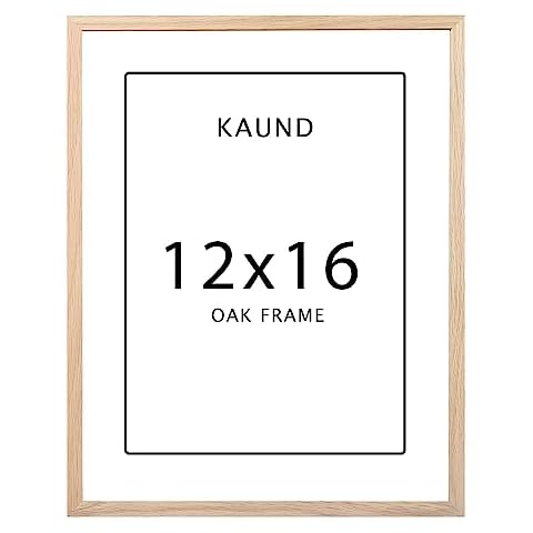 KAUND 12x16 Picture Frames, Oak Wood Photo Frames with High Definition Glass，Natural Poster Frame for Wall Art（C02-High Definition Glass, Medium Cover