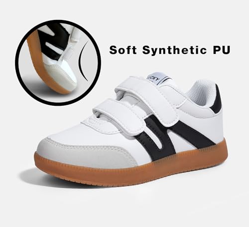 LUCKY STEP Kids Classic Retro Gum Sole Fashion Sneakers School Tennis Skate Shoes Girls Boys Hook and Loop Walking Casual Toddler Footwear Anti Slip Trainers3