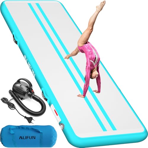 ALIFUN Air Matte Track 2m/3m/4m/6m Aufblasbar Gymnastikmatte Turnmatte Tumbling Matten 10/20cm hoch mit Luftpumpe Geeignet für zu Hause Fitnessstudio Training Cheerleading Schwimmbad