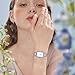 SOCICO Wrist Watches for Women Luxury Ladies Quartz Rectangle Wrist Watches with Stainless Steel Strap, Womens Casual Fashion Dainty Watch (Sliver)