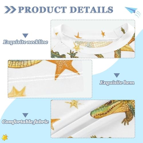 Boy Swimsuit Cartoon Crocodile Star Cute Sunscreen T-Shirts Swimwear Sets UPF 50+3
