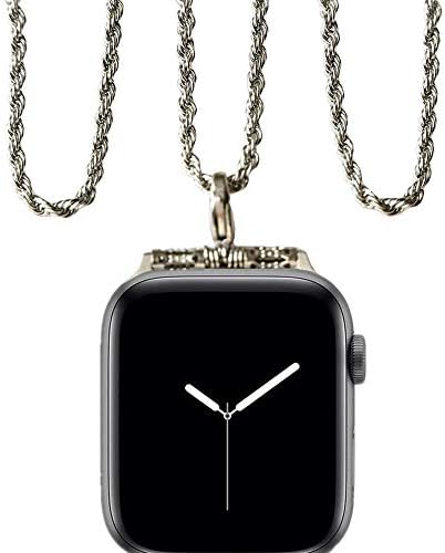 Stainless Steel Chain Necklace Smartwatch Band 38mm Series 3 2 1 / 40mm Series 4 New Newest Polished Silver Metal Twisted Style Rope Neckband Replacement Accessories Wearable Technology Women Men