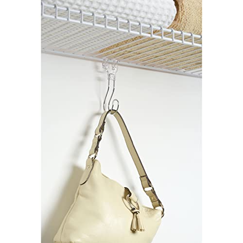 Mdesign Hanging Closet Storage Hook - Organizes Handbags, Scarves, Ties, Belts, Accessories - Great For Men, Women & Kids Bedroom, Hall & Coat Closet - Hangs Below Wire Shelving, 4 Pack - Chrome/Clear #TOP2