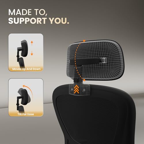 Image of Spark Ergonomic High Back Office Chair with 3D Adjustable Armrest, Adjustable Headrest, Lumbar Support, Revolving Mesh Chair - Home & Office | 3 Years Warranty (Black)