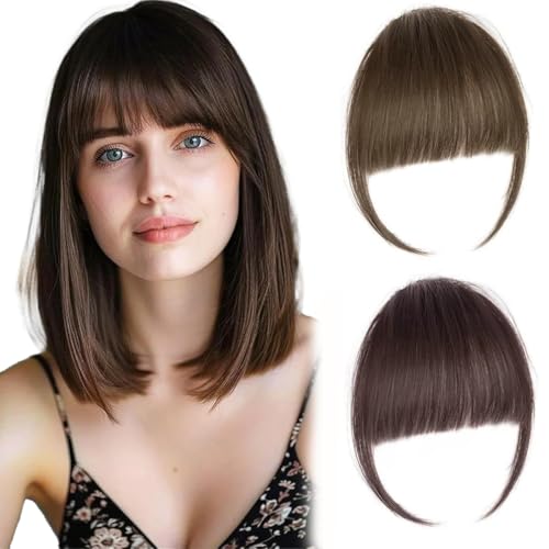 XENQITO 2 Piezas Flequillo Postizo Con Clip Y Patillas, Flequillo Postizo Pelo Natural, Flequillo Postiz, Flequillos Postiz Mujer, Flequillos Postiz, Pelo Natural Para Uso Diario De Mujeres