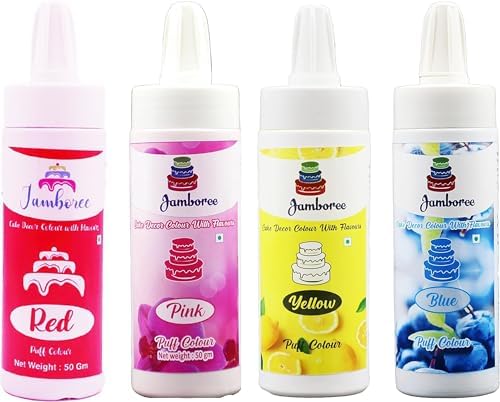 Jamboree Edible Puff Color|Phus Phus Spray Color for Cakes Decoration |Color Dust Pack of 4