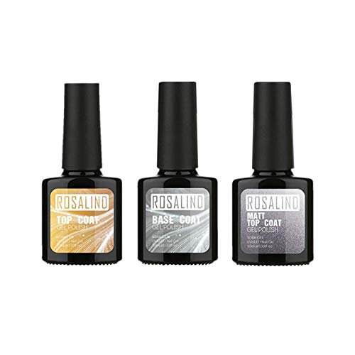 Esmaltes Semipermanentes De Uñas En Gel UV LED, Base Y Top Coat, Capa Superior Mate Y Capa Base UV, Kit De Regalo De Gel Remojo Para Salón De Bricolaje (3 Pcs 10 Ml) Cover
