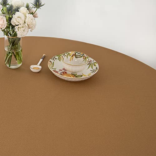 Image of maxmill Fall Tablecloth Stain Resistant Waterproof Wrinkle Resistant Spillproof Washable Soft Textured Table Cloth for Dining Room Harvest Thanksgiving Parties, Round 70 Inch, Amber Bronze
