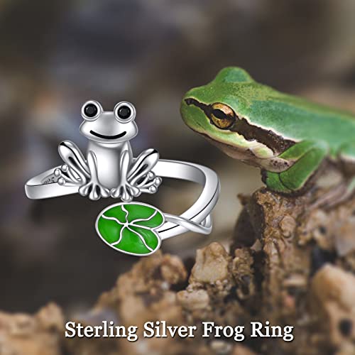WINNICACA Frog Ring, Sterling Silver 925, Adjustable, White Gold Plated, Cubic Zirconia, for Women, Christmas, Birthday, Wedding Gift2
