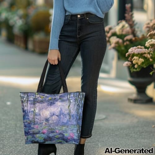 Image of Art Lover Zippered Tote Bag Waterproof Large Work Tote Bags, Artwork Women's Purse Handbags Travel Totes
