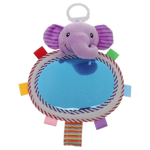 Besportble Cognitive Baby Mirror Round Headrest Mirror with Soft Cloth Edges for Sensory Play and Car Safety Attach to Backseat Lightweight Plastic Developmental for Infant Activity
