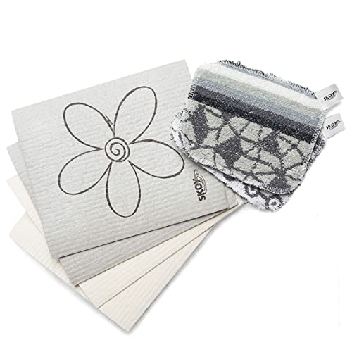 Image of Skoy Bundle, 2-Pack Skoy Scrub, and 4-Pack Skoy Swedish Dishcloth, Reusable Cleaning Products for Kitchen and Household, Planet-Friendly, Dishwasher Safe Soft Scrub, Monochromatic Colors