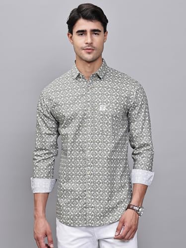 Image of Majestic Man Pure Cotton Slim Fit Printed Casual Shirt for Men