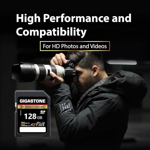 Image of [5-Yrs Free Data Recovery] GIGASTONE 128GB SD Card 2-Pack, 4K Camera Extreme, UHS-I A2 V30 U3 C10 SDXC Memory Card High Speed, Speed up to 170MB /s, Compatible with Pentax Kodak Olympus Digital Camera