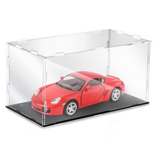 Singhoow Clear Acrylic Display Case Requires Installation for 1: 18 Model Car Scale Car Acrylic Display Box with Black Base Model Display Case Display Stands for Collectibles Toy Car Storage