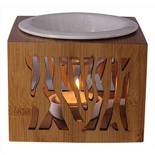 Singeek 100ML Ceramic Tea Light Holder,Essential Oil Burner Candle Aroma Diffuser for Spa Yoga Meditation (Closed-end Owl, Wood)