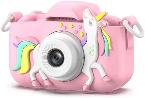 Goopow Kids Camera Toys for 3-8 Year Old Girls Boys,Children Digital Video Camcorder Camera with Cartoon Soft Cover, Best Chritmas Birthday Festival Gift for Kids - 32G SD Card Included