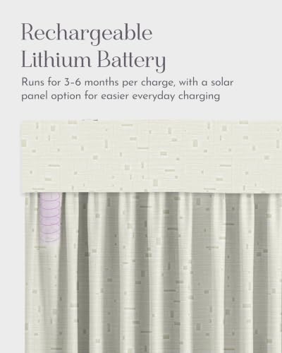 Image of Graywind Motorized Curtains with Track, Room Darkening Smart Curtains, Rechargeable Curtains Compatible with Alexa & Remote Control for Large Windows, Custom Drapes Up to 220 inch, Silver Gleam (White)