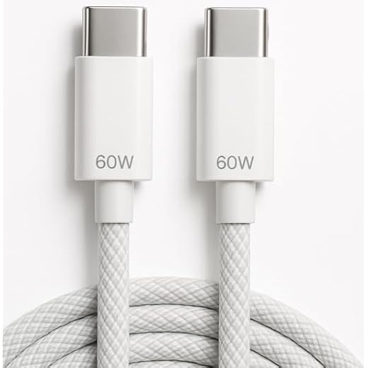 Cabo Tipo C USB C 60W Cabo Carregador Turbo Tipo C Para Samsung Motorola Xiaomi LG iPhone 15 16 Cor Branco Reforçado, Rápido, Resistente, Premium.