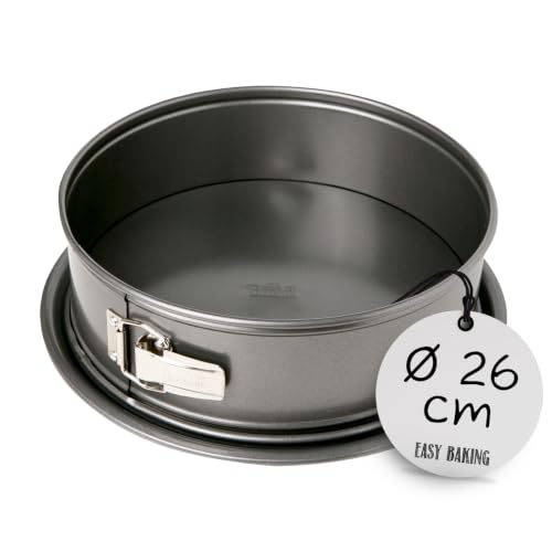 Springform rund – Birkmann – grau, Ø 26 cm, 9 cm hoch, Karbonstahl, Marken-Antihaftbeschichtung, mit Auslaufschutz… – Ansicht 1
