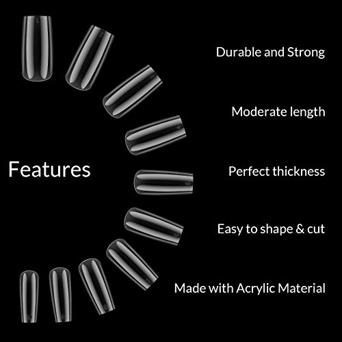 Tiphulan Clear Square Nail Tips - False Nails Tips And Glue With Gift Box Of 10 Sizes, 500Pcs Full Cover Acrylic Nail Tip, Squoval Shape Nail Tips, Fake Nails For Nail Art Salons And Home Diy #TOP4