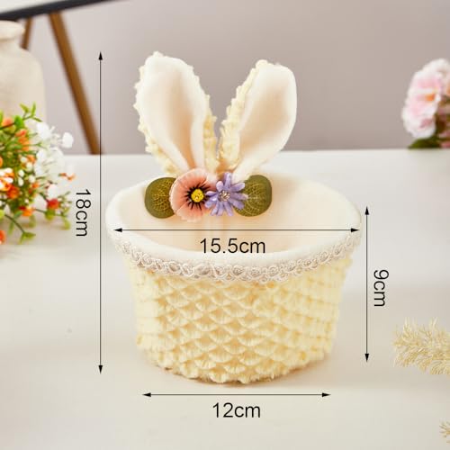 Osterkörbchen Stoff, Osterkorb Für Kinder Füllung, Osterdeko Hase, Deko Ostern Osternester Zum Befüllen, Osterhase Plüschkorb Mini Für Süßigkeiten Ostereier Easter Basket Tisch Deko 2pcs Set